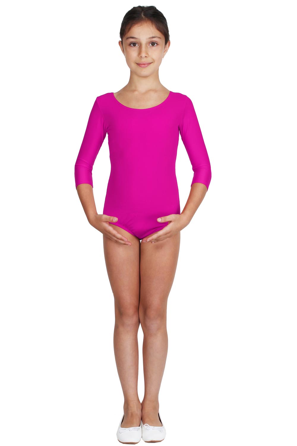 BODY DANZA LYCRA MANICA TRE QUARTI FUCSIA BAMBINA